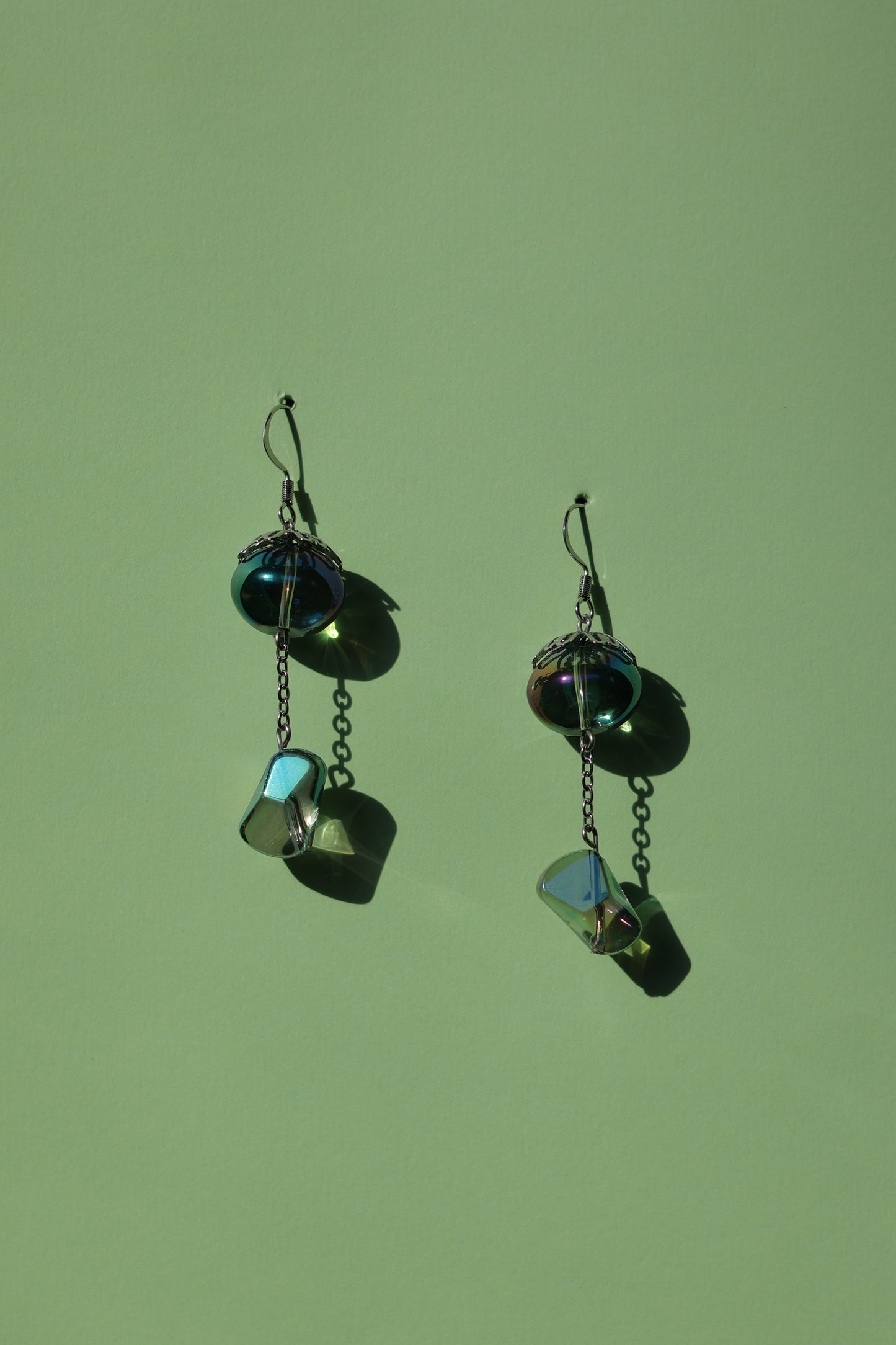 Aurora in a bottle No.1 iridescent glass earrings