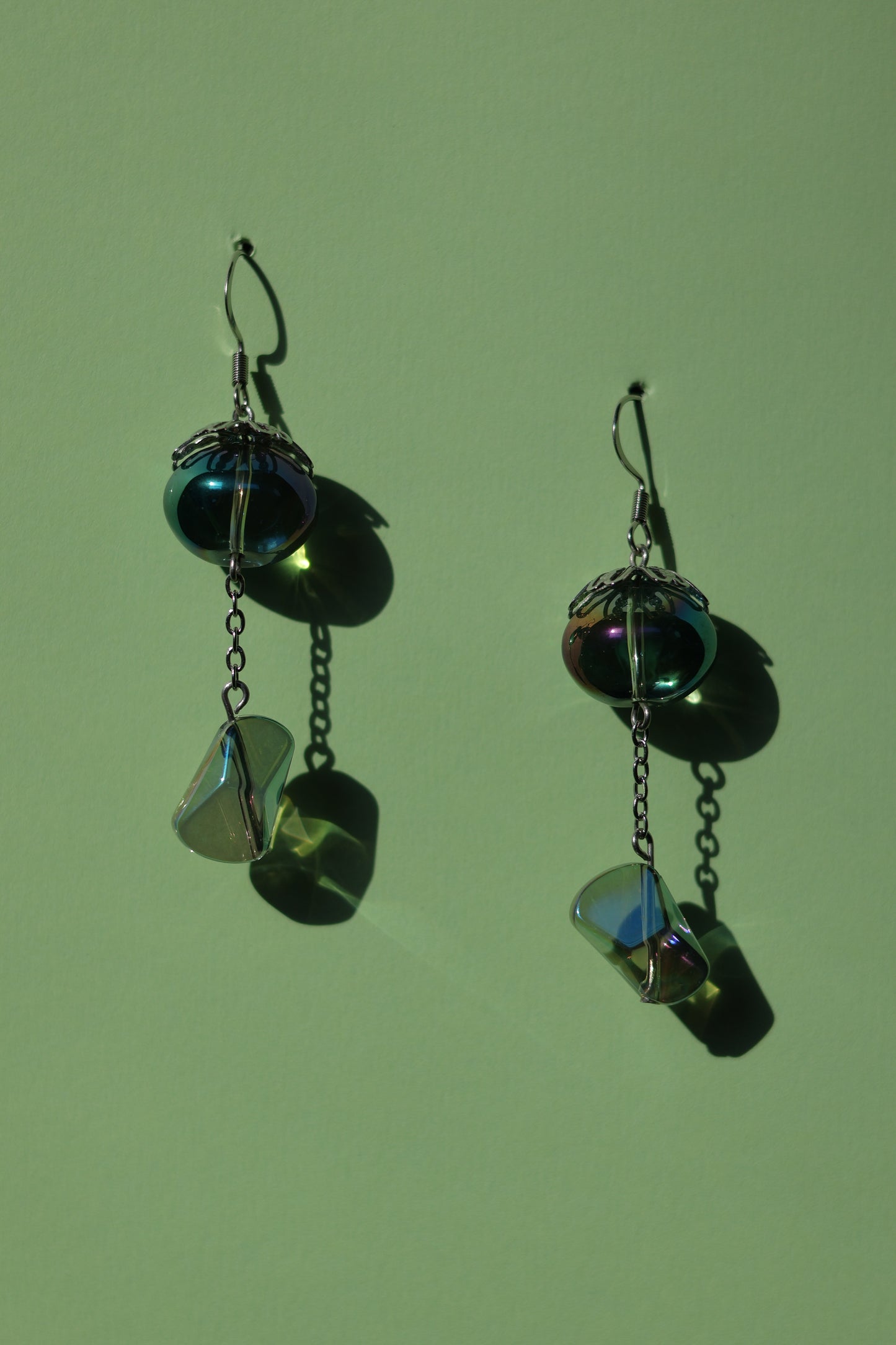 Aurora in a bottle No.1 iridescent glass earrings