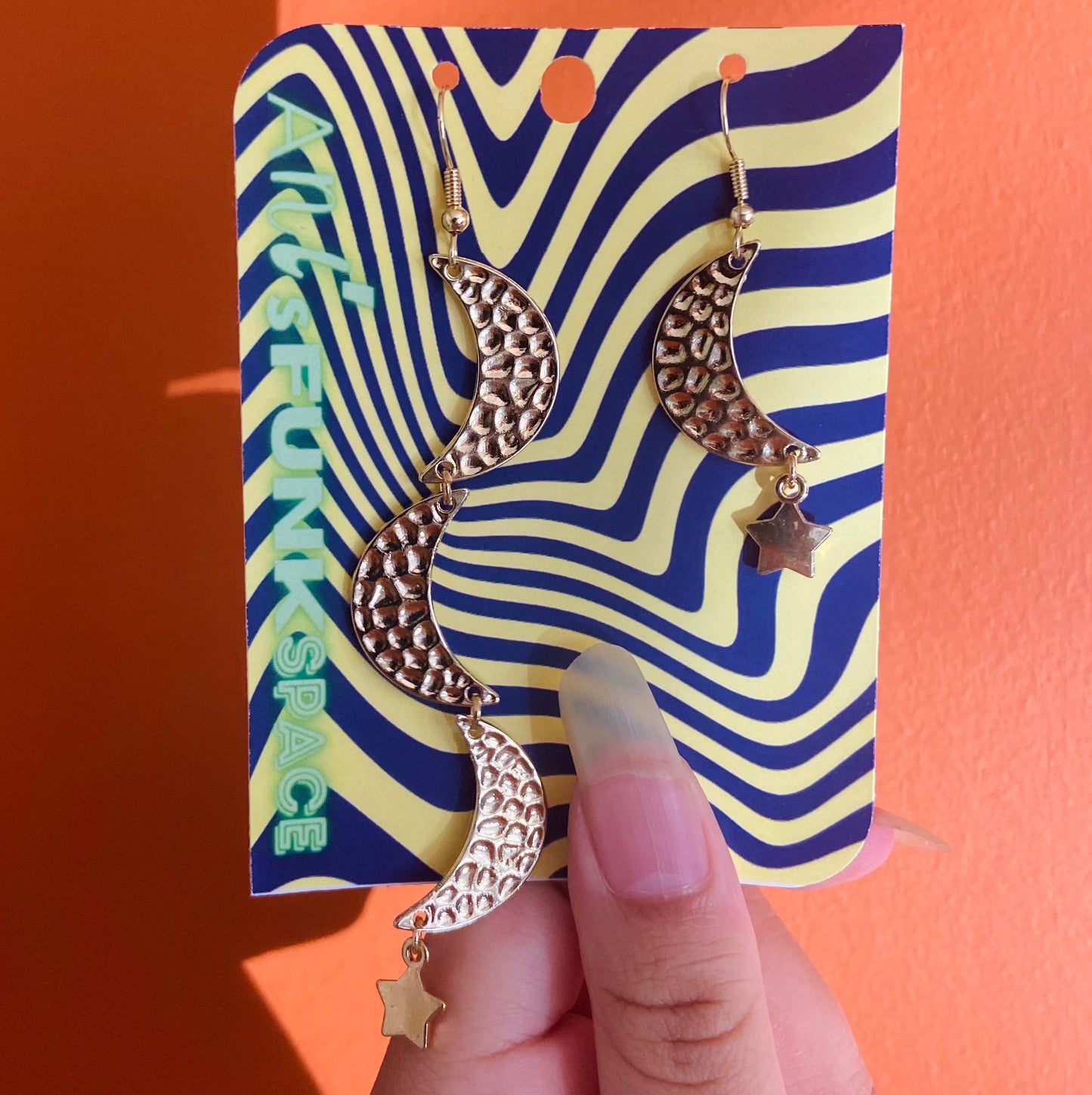 Gold moon earrings