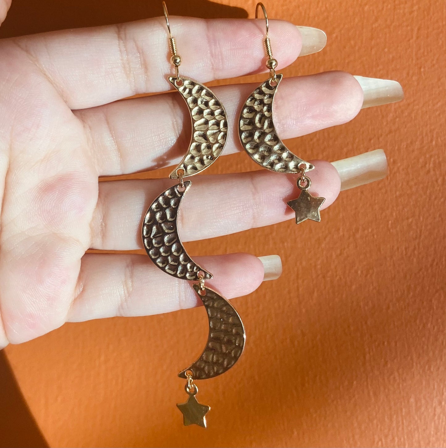 Gold moon earrings