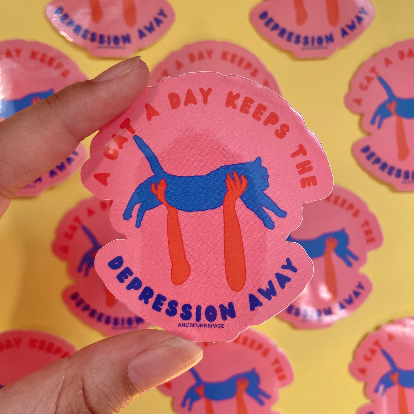A cat a day keeps the depression away sticker