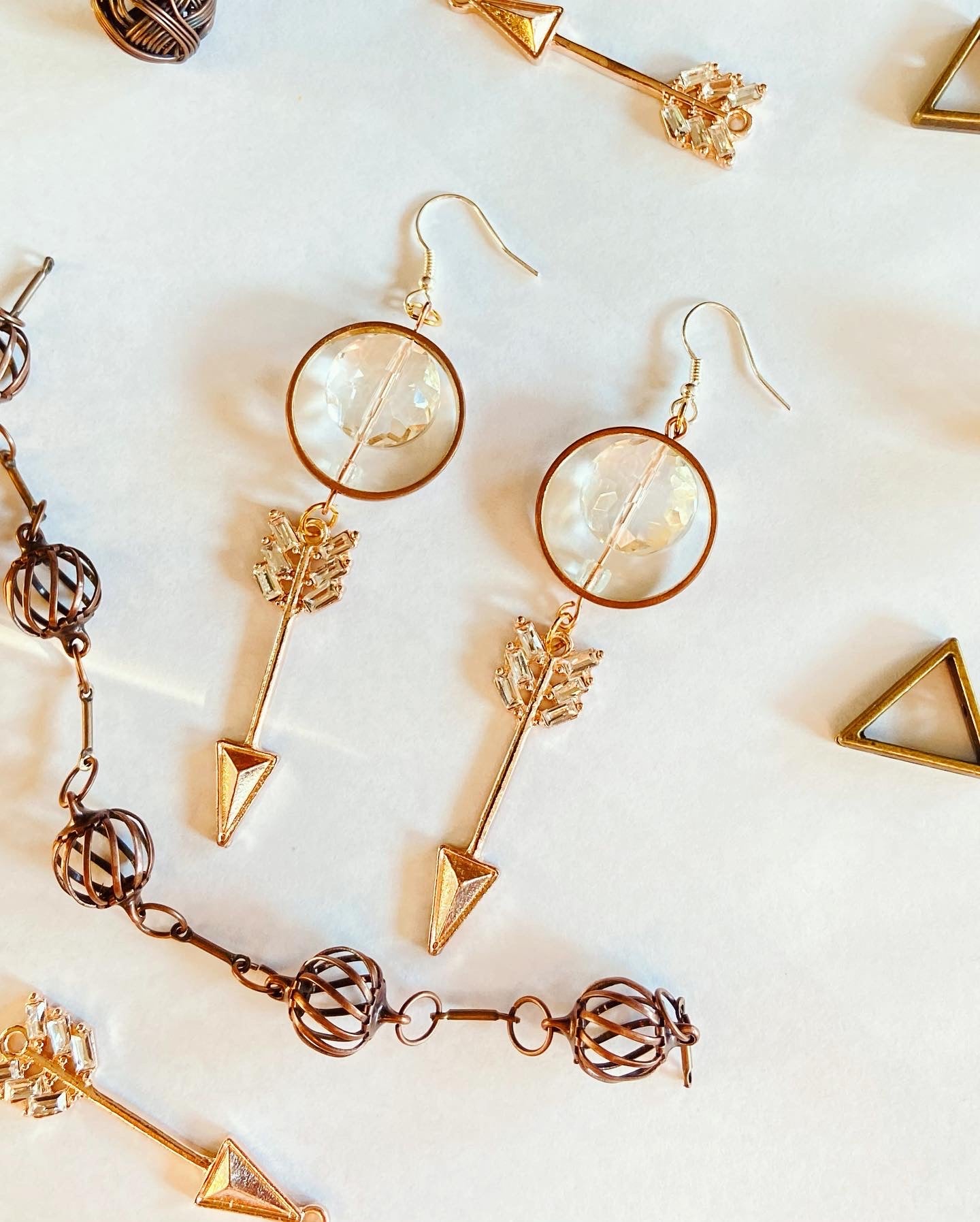 Rose gold arrow earrings