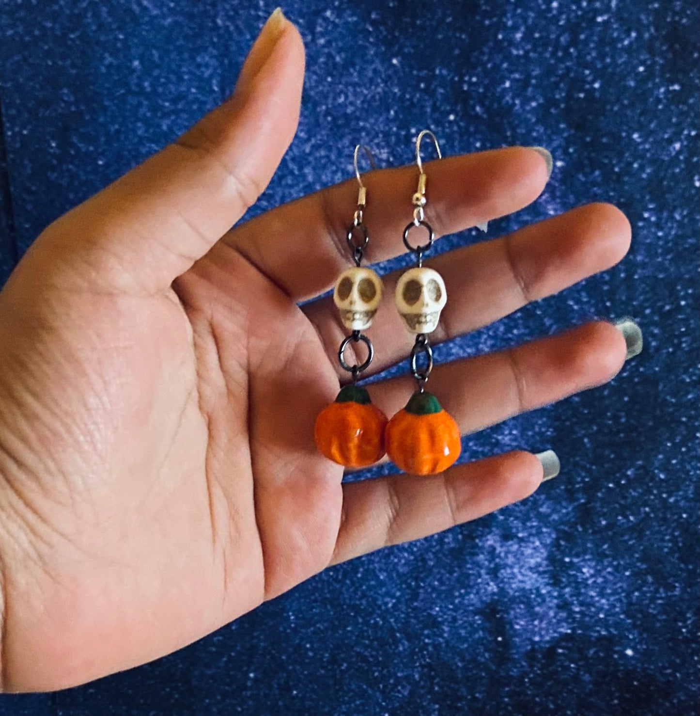 Skull and pumpkin earrings