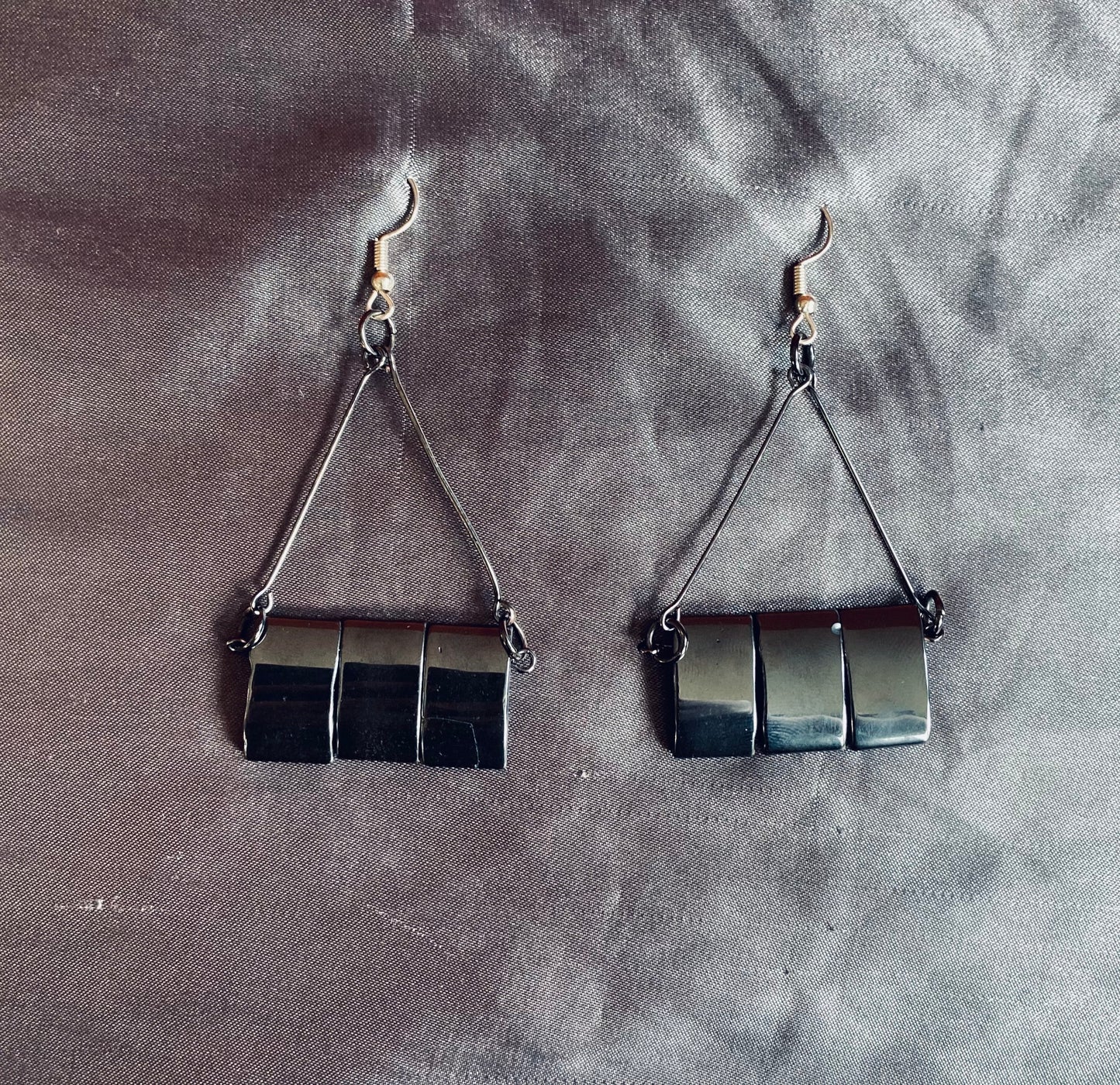 triangle hematite earrings