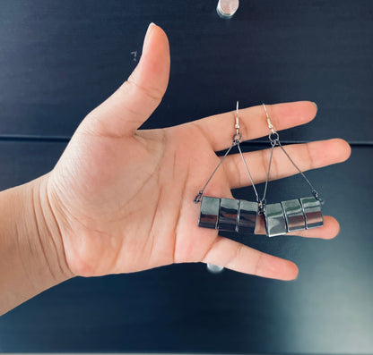 triangle hematite earrings