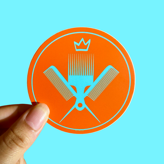 Orange and cyan hair picks sticker