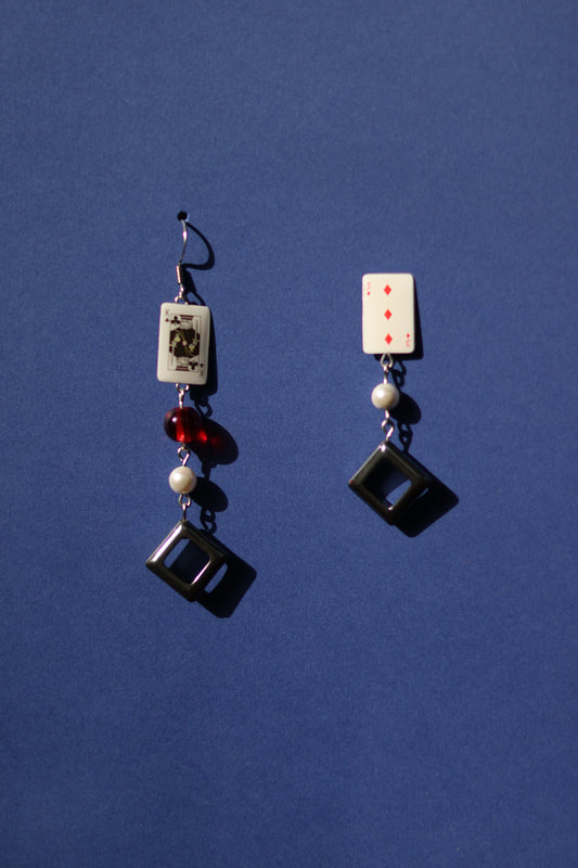 Your turn No.1  asymmetrical playing card earrings