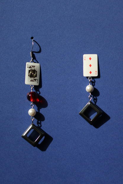 Your turn No.1  asymmetrical playing card earrings
