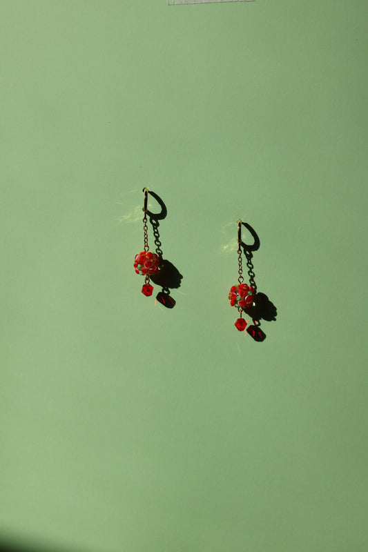 Buds of glass No.2 red glass flower Huggies