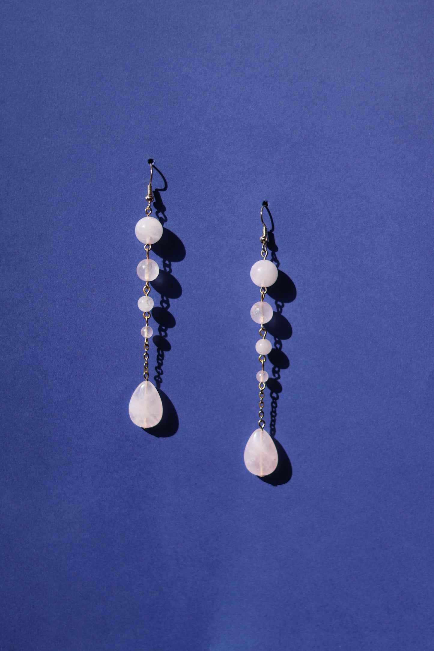 First bloom No.1 natural rose quartz earrings