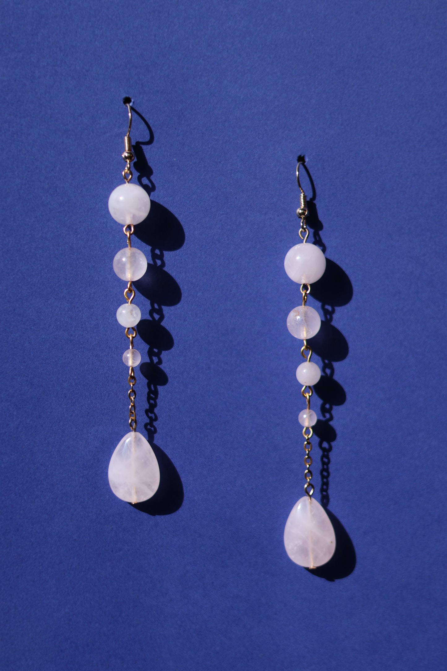 First bloom No.1 natural rose quartz earrings