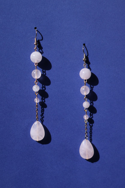 First bloom No.1 natural rose quartz earrings