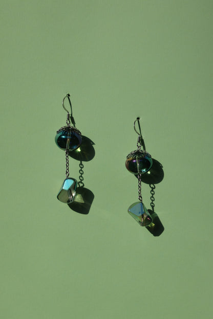 Aurora in a bottle No.1 iridescent glass earrings