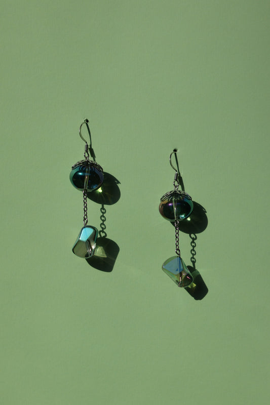 Aurora in a bottle No.1 iridescent glass earrings