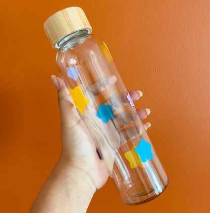 Cute star glass water bottle