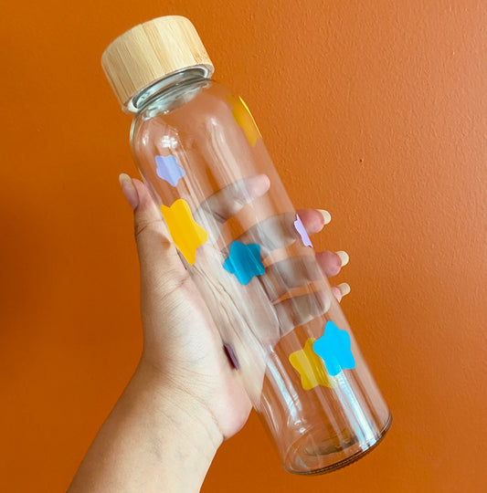 Cute star glass water bottle