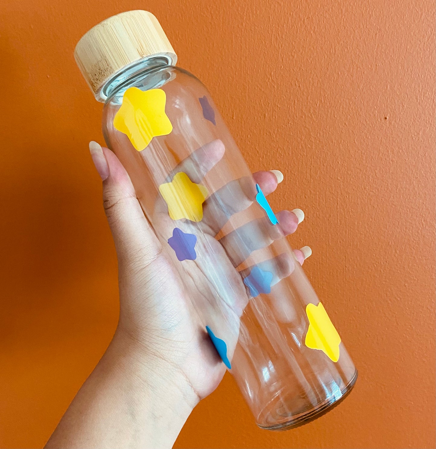 Cute star glass water bottle