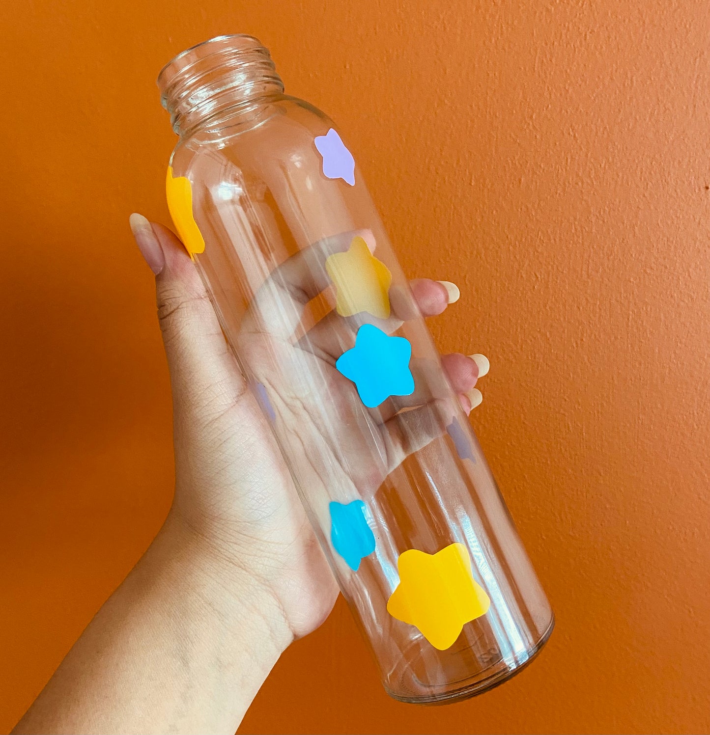 Cute star glass water bottle