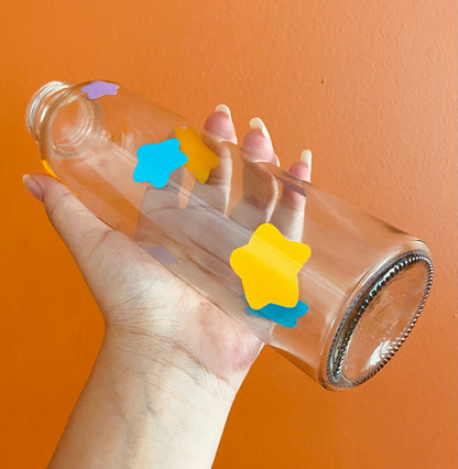 Cute star glass water bottle