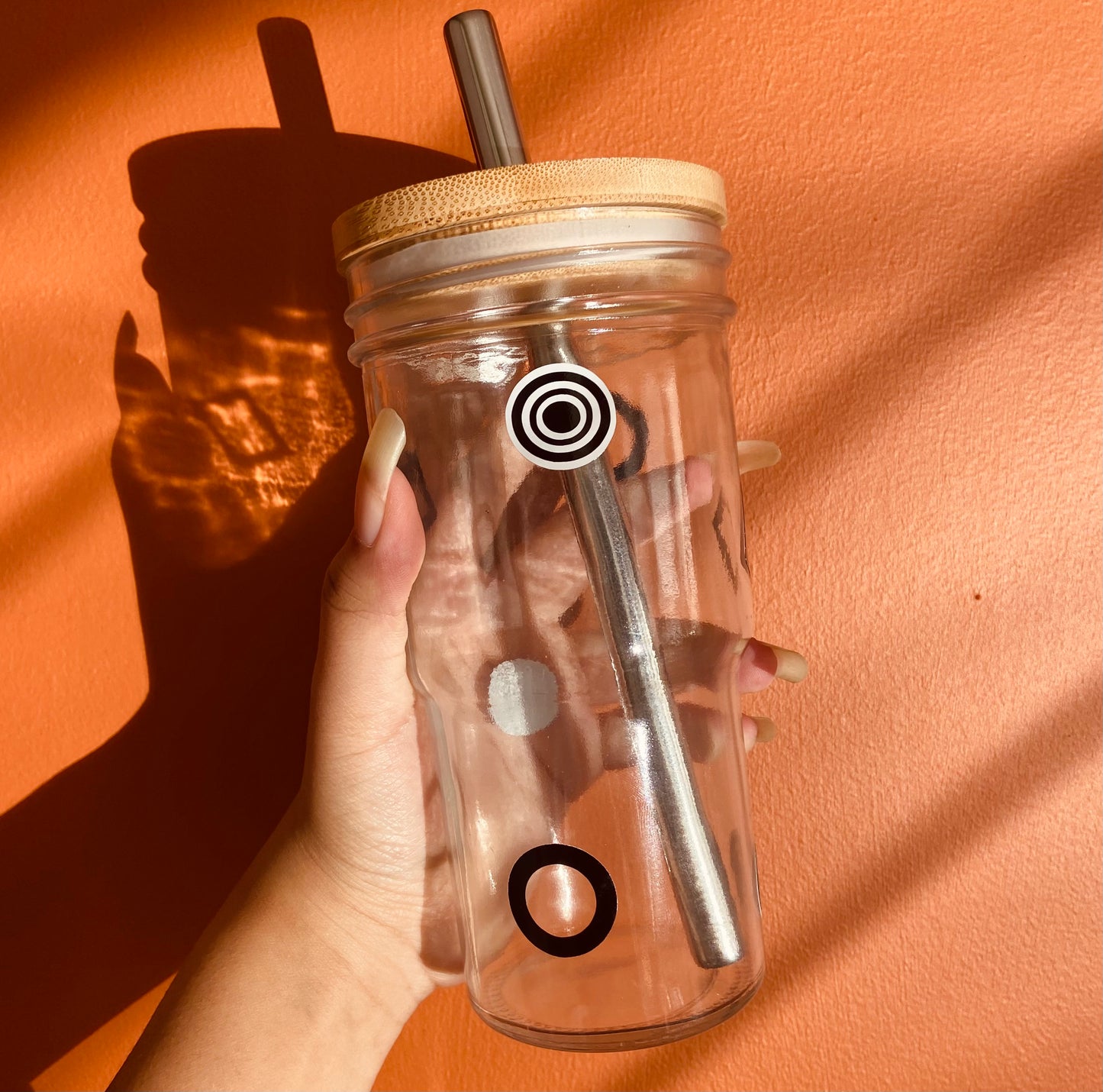 Black and white glass boba cup