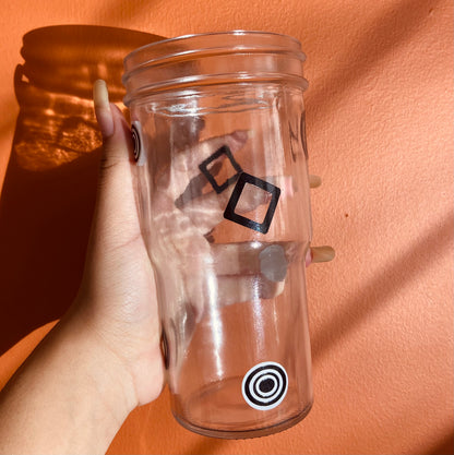 Black and white glass boba cup