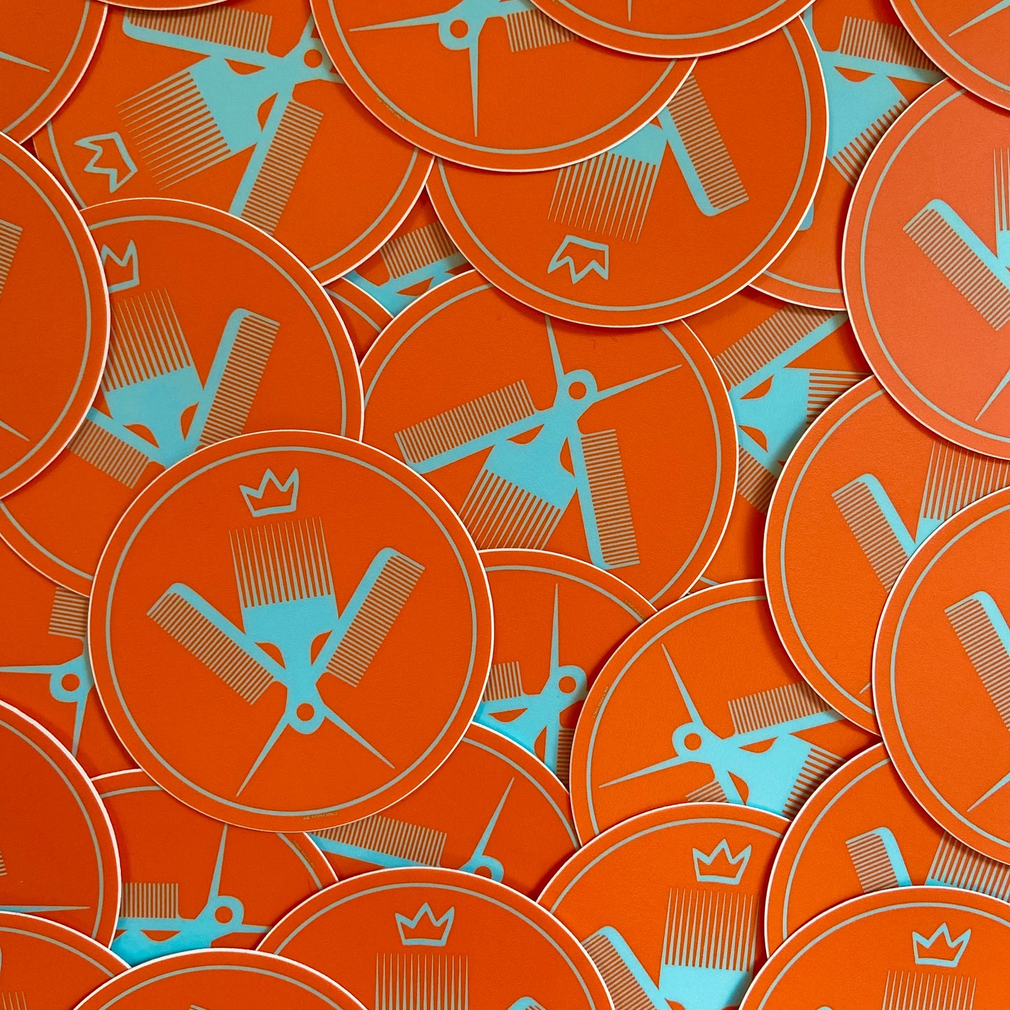 Orange and cyan hair picks sticker